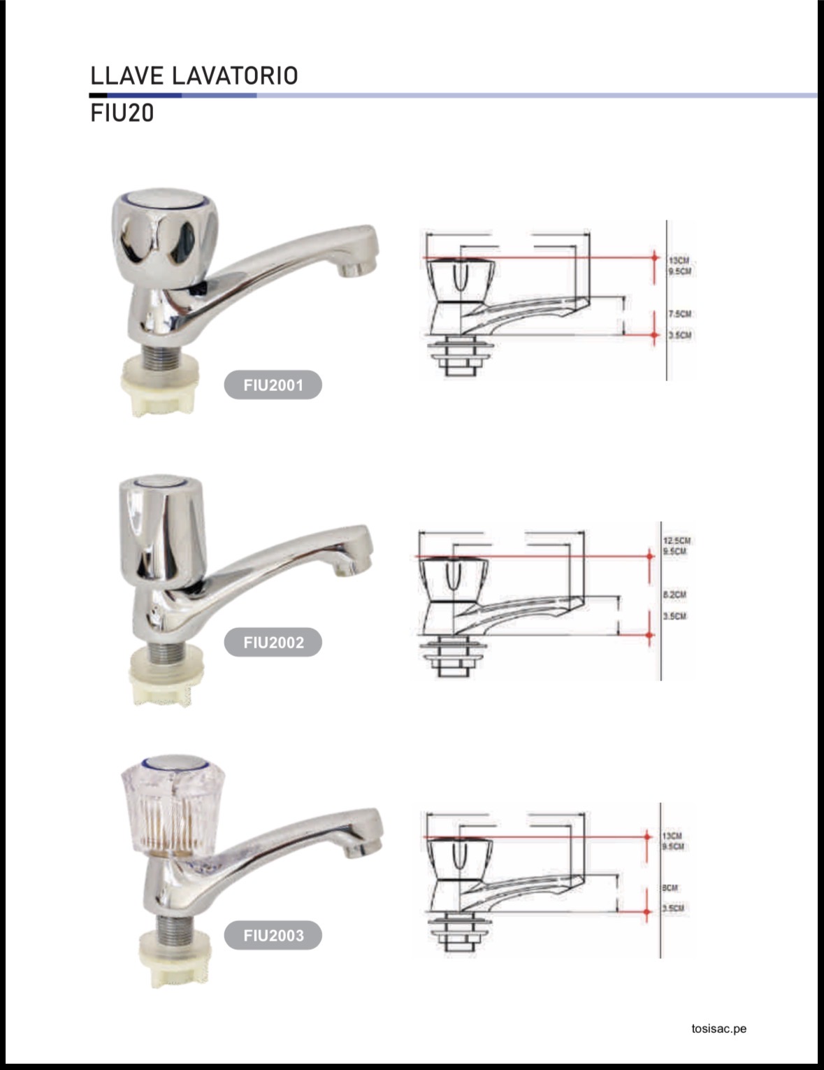 Grifo Monomando Cromado para Lavatorio - Serie FIU20