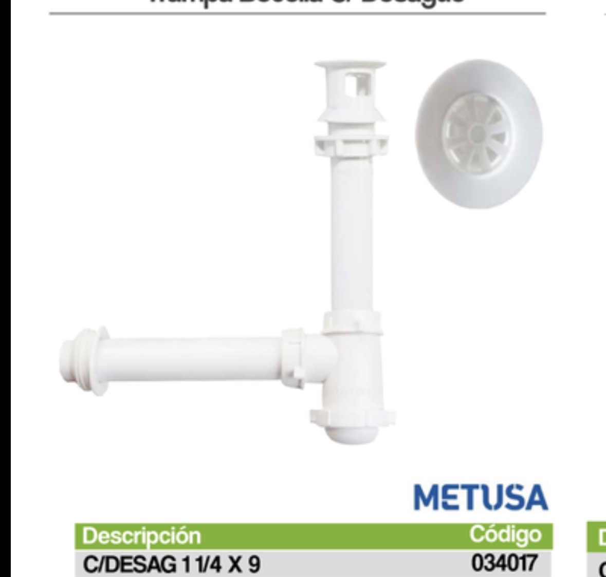 Trampa Botella Metusa con Desagüe para Lavabo 1 1/4