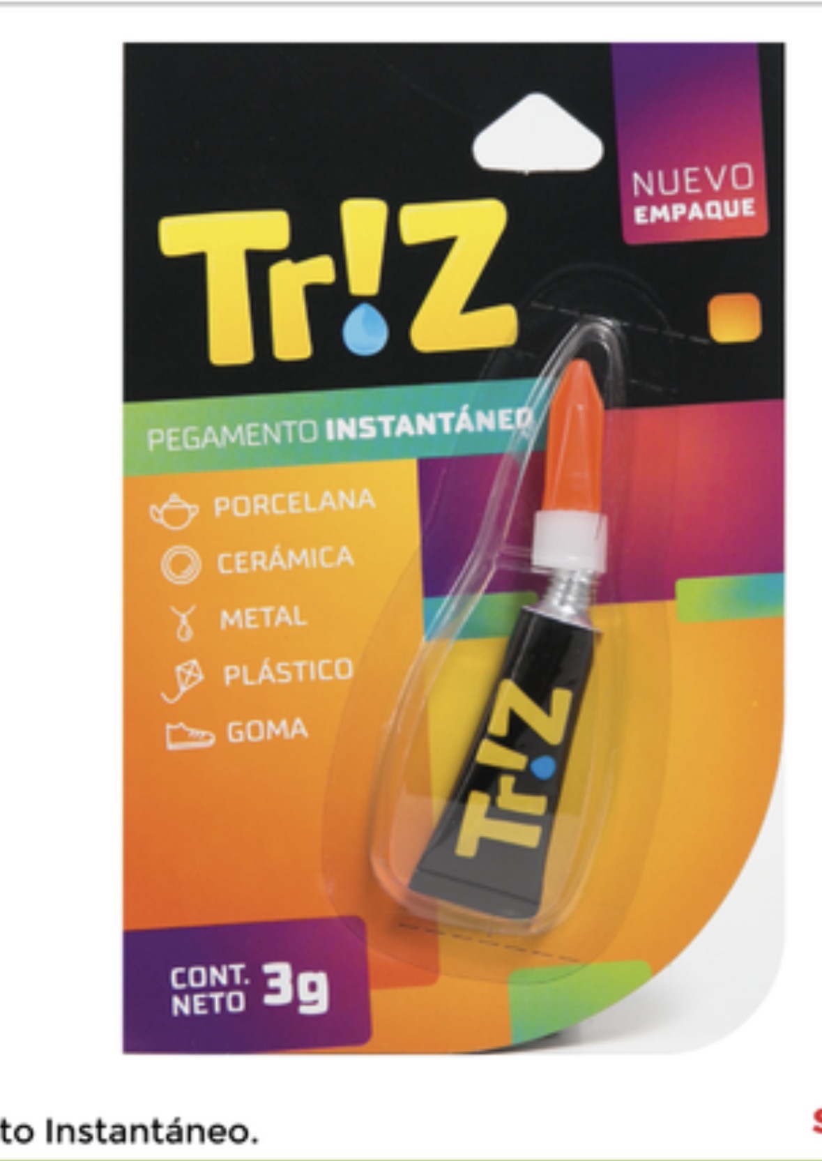 Pegamento Instantáneo Tr!Z 3g - Adhesivo Multiusos Rápido