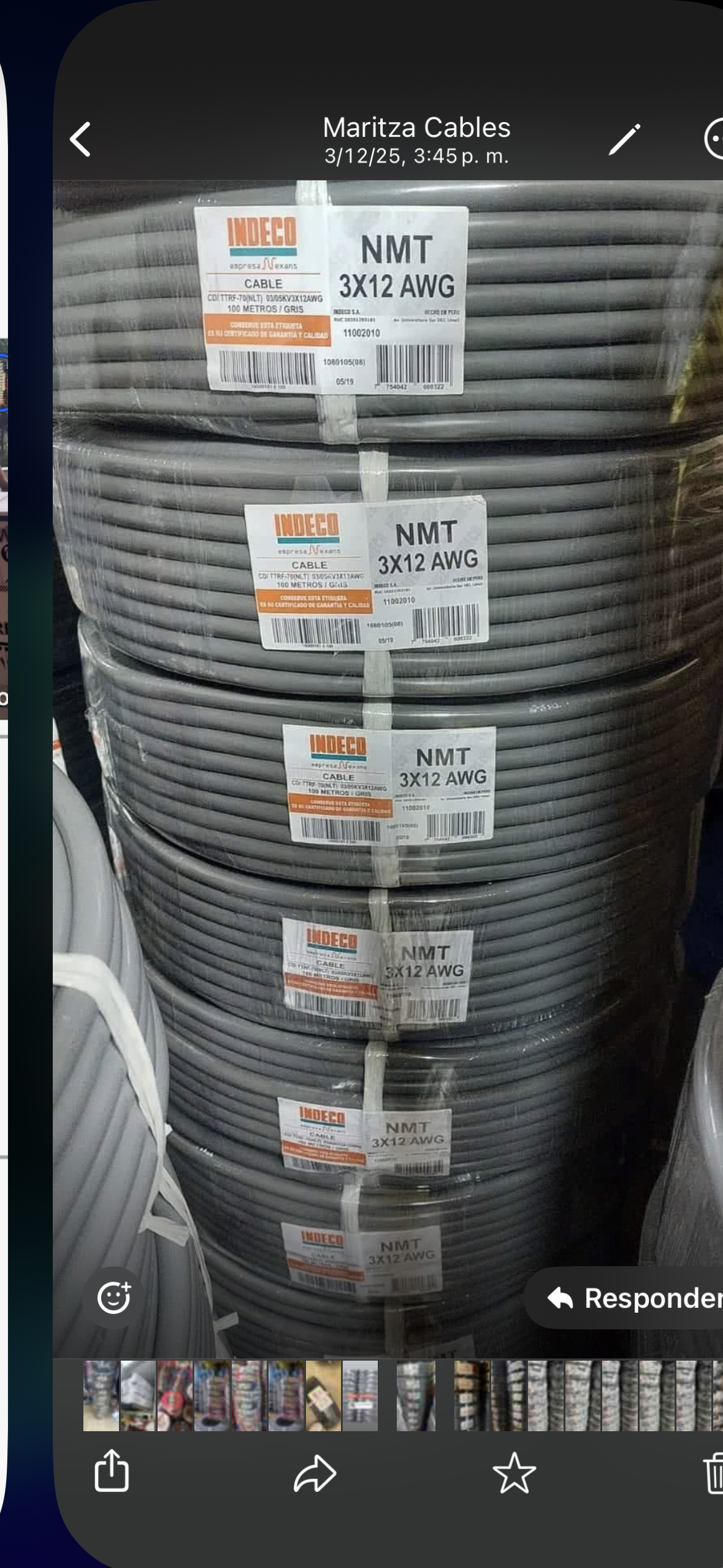Cable Eléctrico INDECO NMT 3x12 AWG - 100 Metros